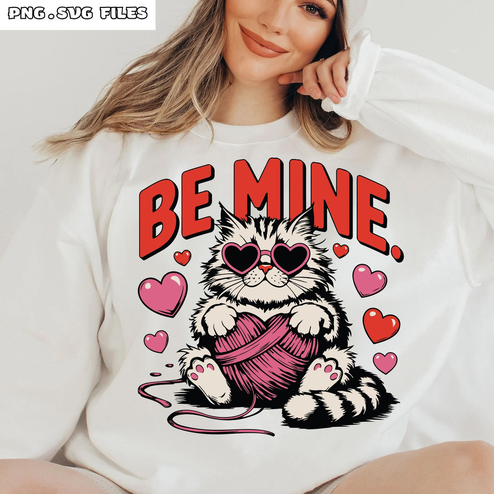 Be Mine Valentine PNG SVG Cute Cats Design 1