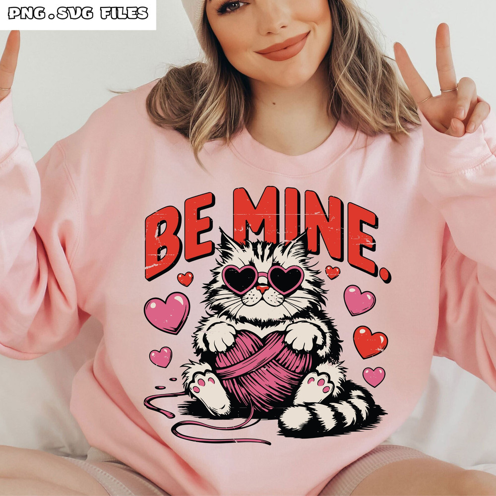 Be Mine Valentine PNG SVG Cute Cats Design 0
