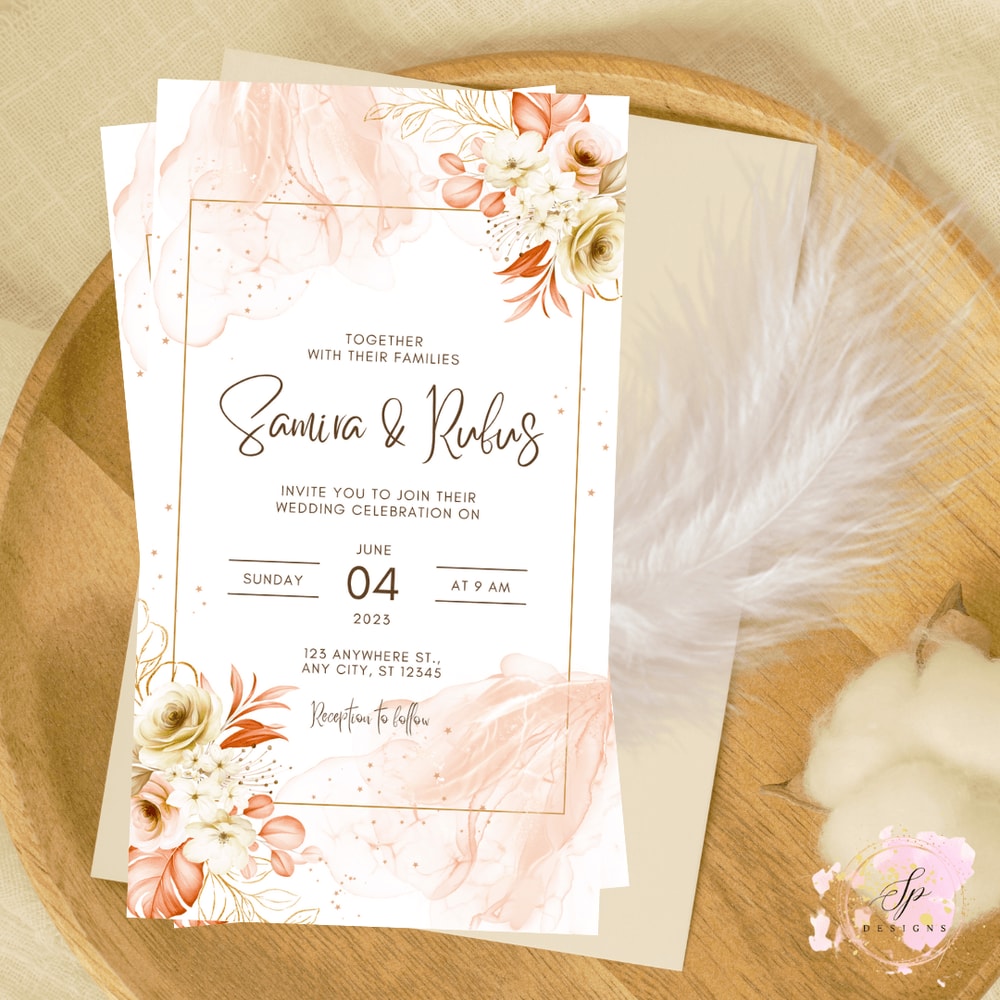 Floral Wedding Invitations Wildflower Wedding Invitation Printable Wedding Invitation Template 0