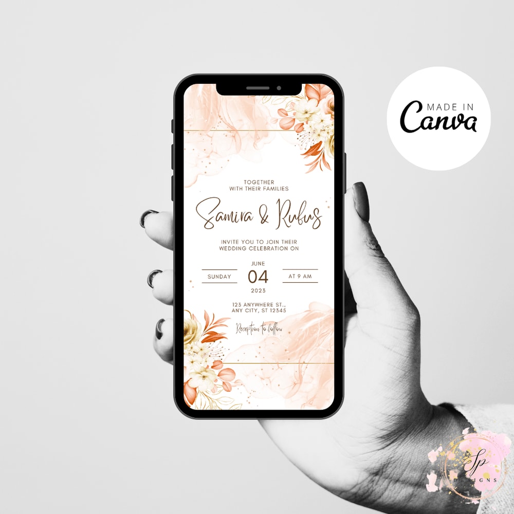 Floral Wedding Invitations Wildflower Wedding Invitation Printable Wedding Invitation Template 1