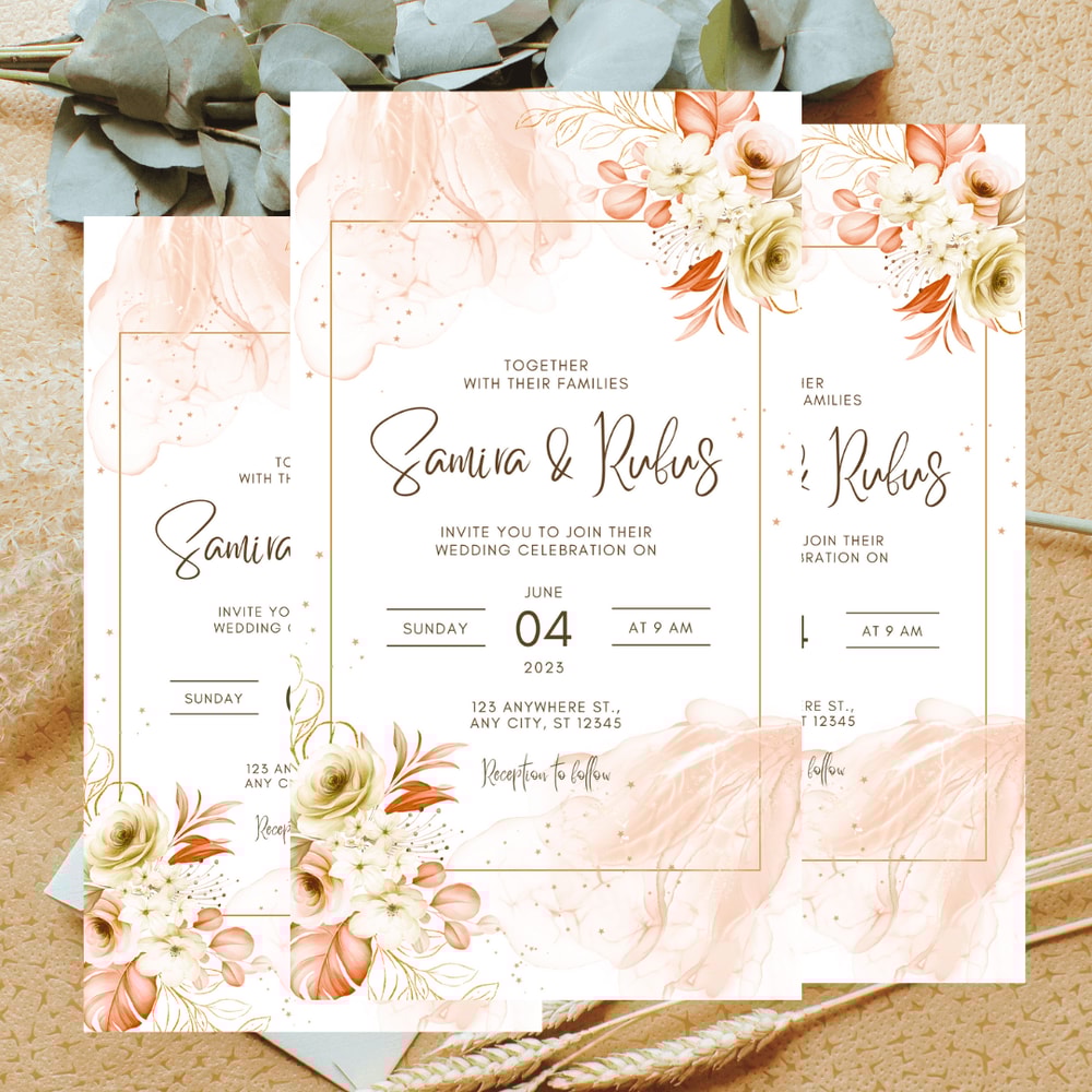 Floral Wedding Invitations Wildflower Wedding Invitation Printable Wedding Invitation Template 2