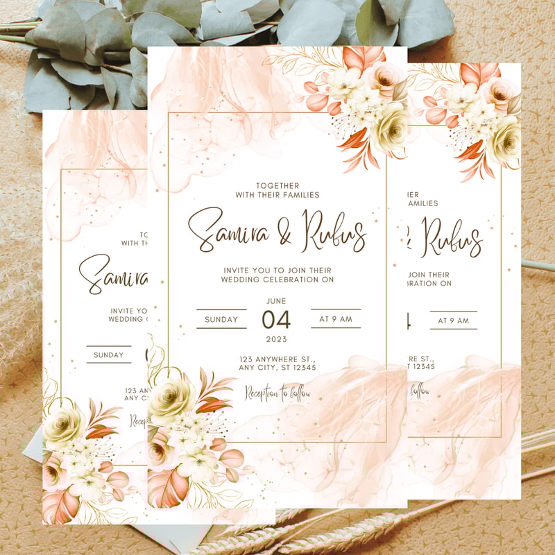 Floral Wedding Invitations Wildflower Wedding Invitation Printable Wedding Invitation Template 2