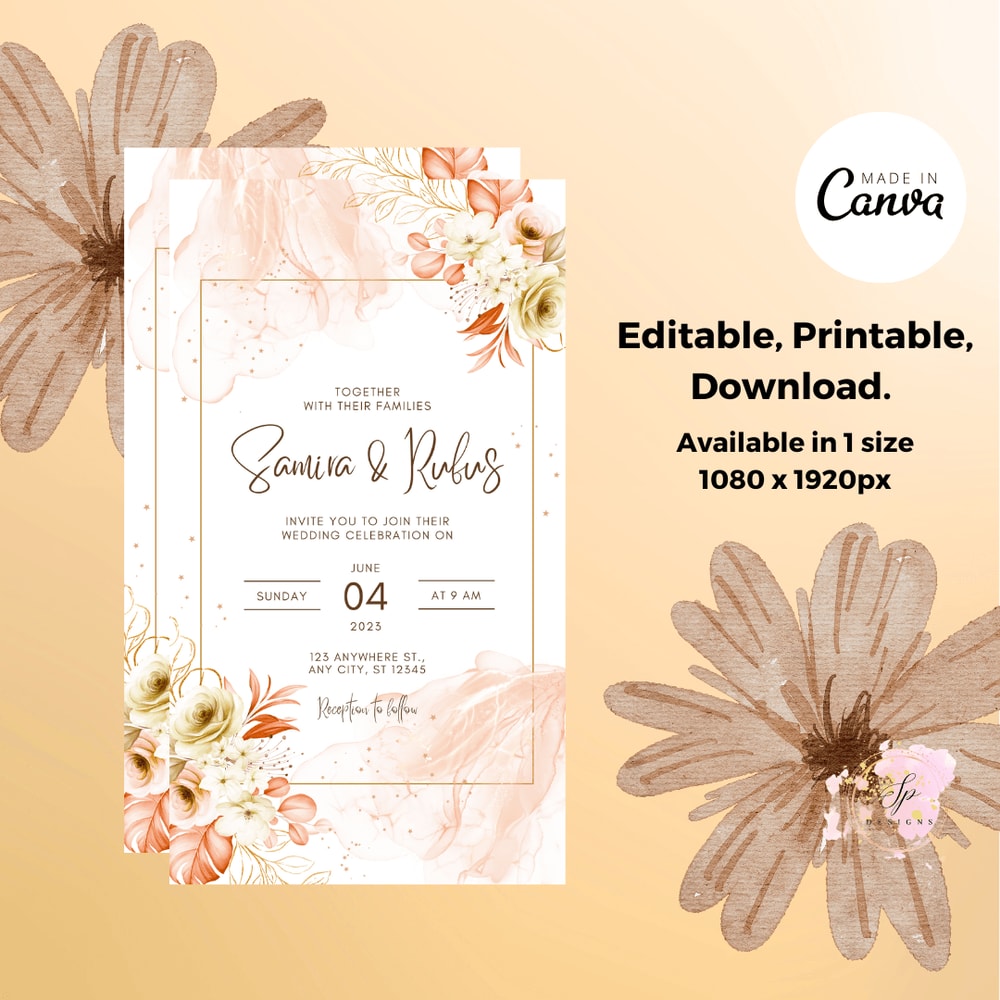 Floral Wedding Invitations Wildflower Wedding Invitation Printable Wedding Invitation Template 3
