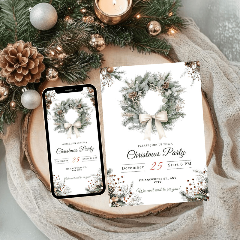 Christmas Party Invitation Template Christmas Dinner Invite Holiday Party Invite Template Instant D 1