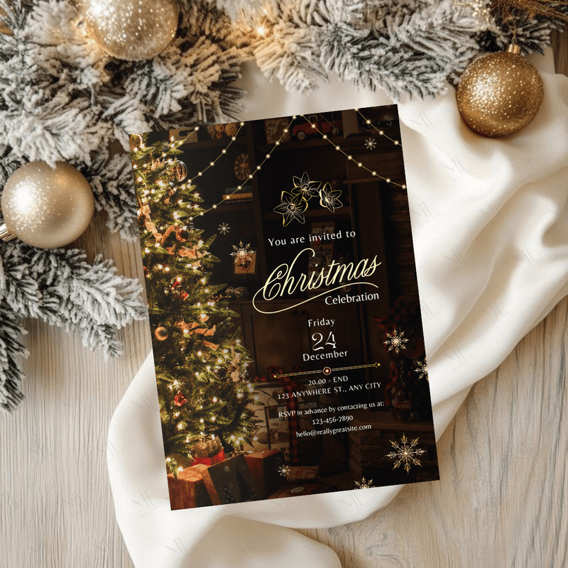 Christmas Party Invitation Christmas Tree Elegant Holiday Party Invitation Template Invite Instant 2