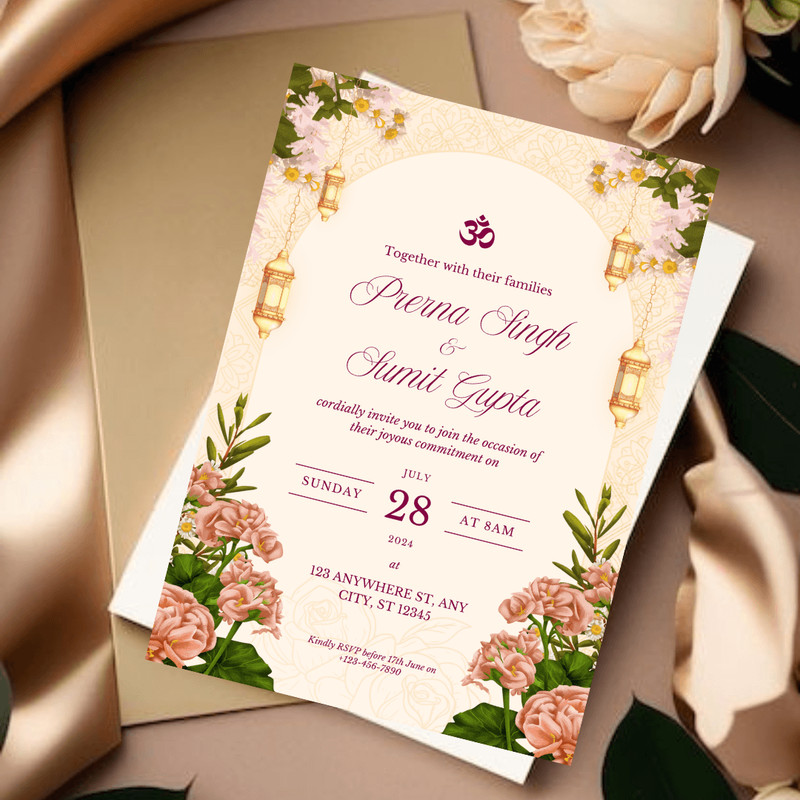 Elegant Floral Indian Wedding Invites Garden Theme Indian Wedding Invitation Wedding Invitation 1