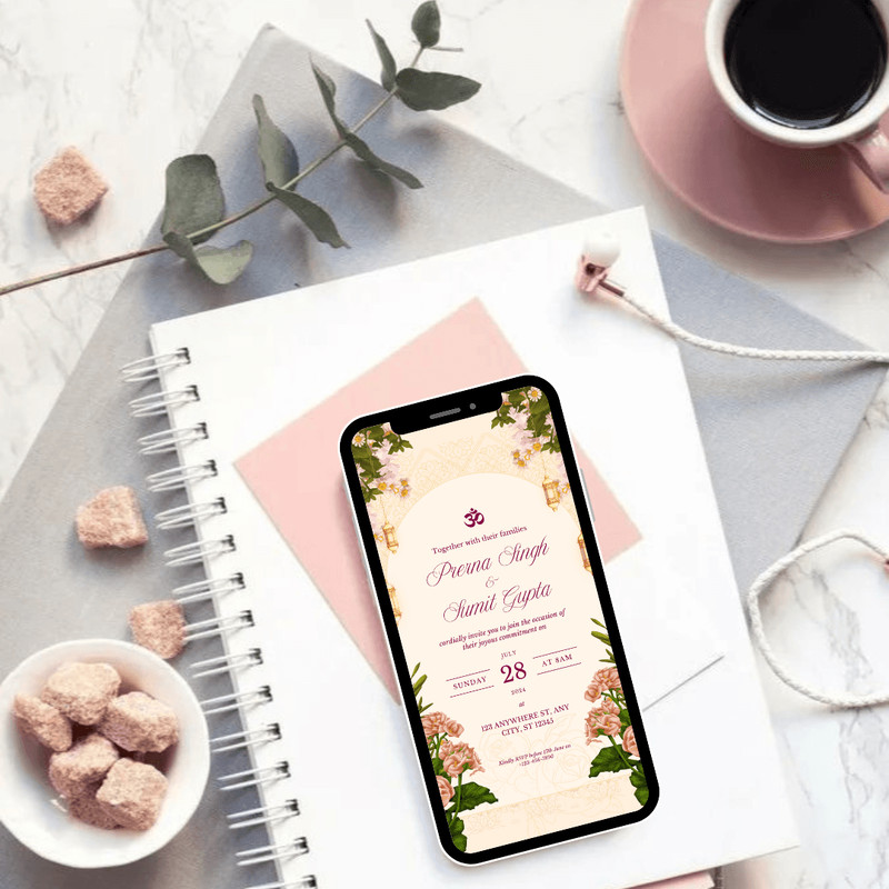 Elegant Floral Indian Wedding Invites Garden Theme Indian Wedding Invitation Wedding Invitation 2
