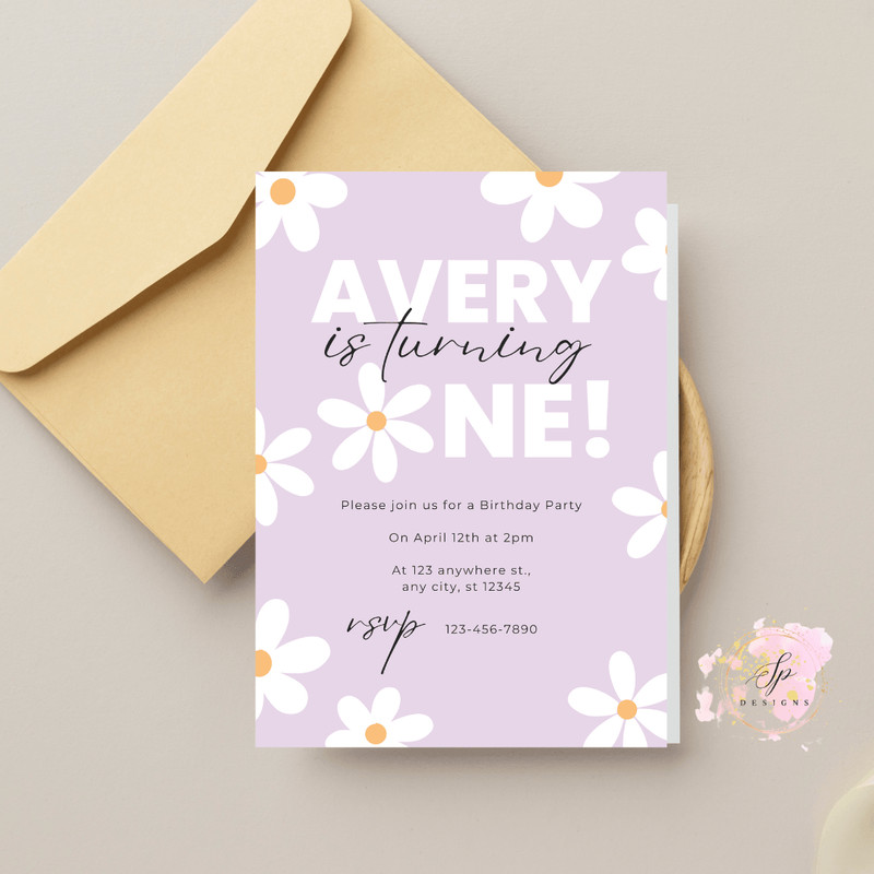 Daisy Birthday Invitation Flower 1st Birthday Invite Daisy Invitation Wildflower Boho Daisy Invitat 1