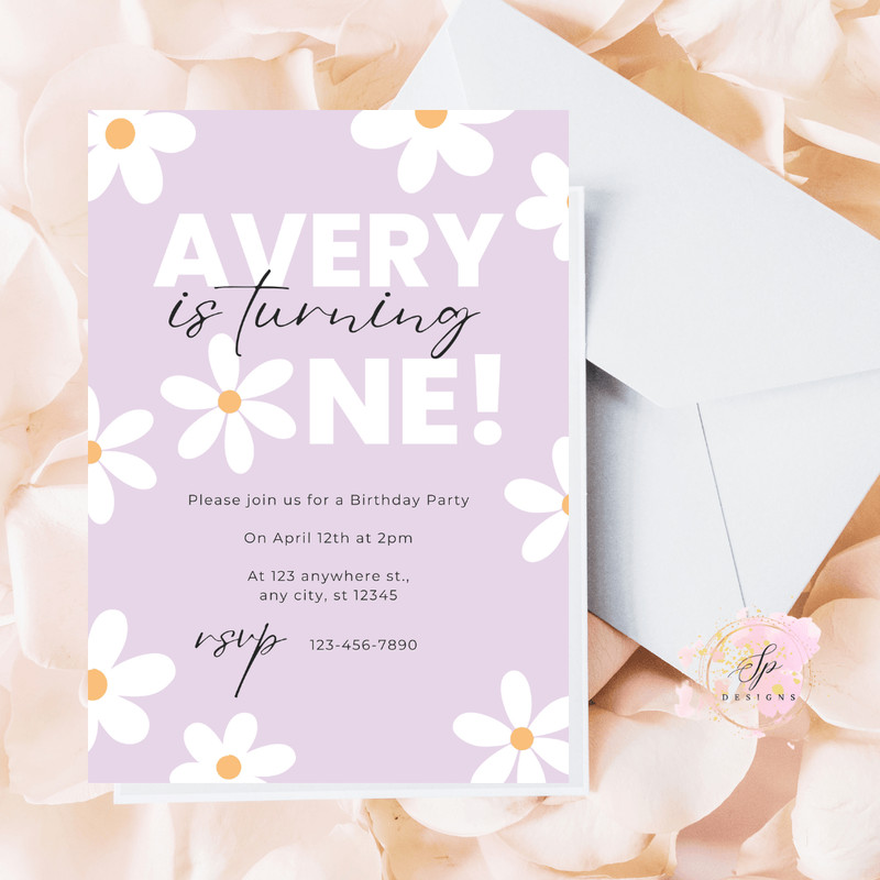 Daisy Birthday Invitation Flower 1st Birthday Invite Daisy Invitation Wildflower Boho Daisy Invitat 2