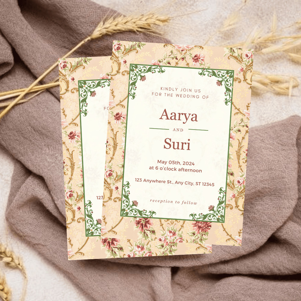 Wildflower Wedding Invitation Vintage Wildflower Wedding Invitation Indian Invite Floral Editable W 1