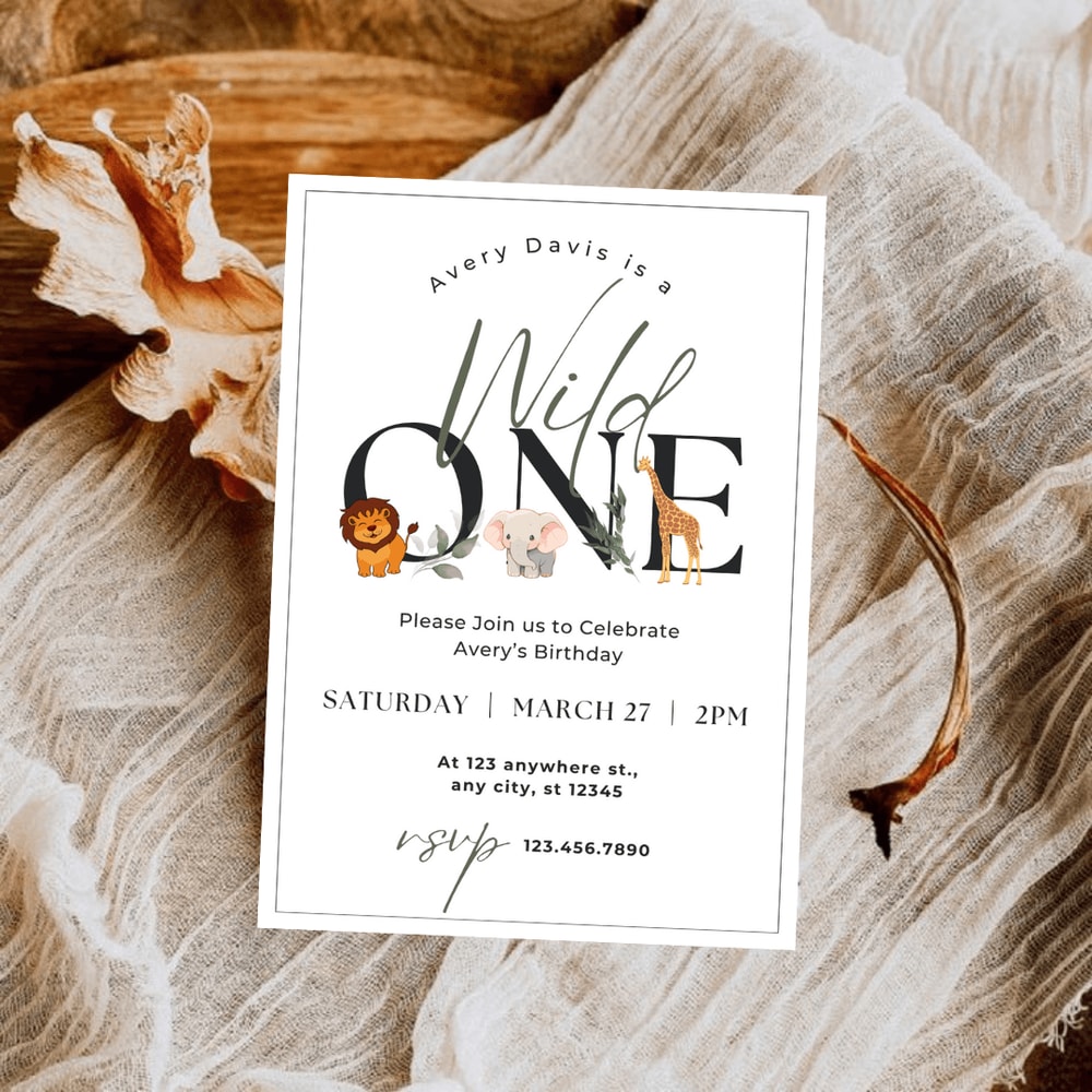 Wild One 1st Birthday Invitation Wild One Birthday Invitation Safari Wild One Party Invite Jungle A
