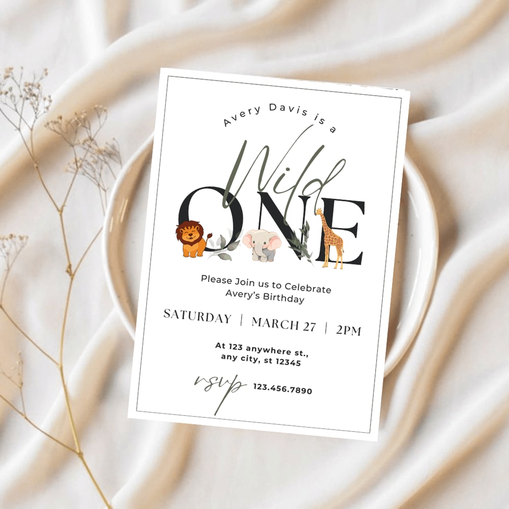 Wild One 1st Birthday Invitation Wild One Birthday Invitation Safari Wild One Party Invite Jungle A