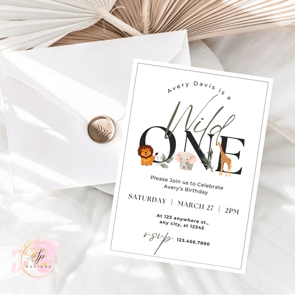 Wild One 1st Birthday Invitation Wild One Birthday Invitation Safari Wild One Party Invite Jungle A