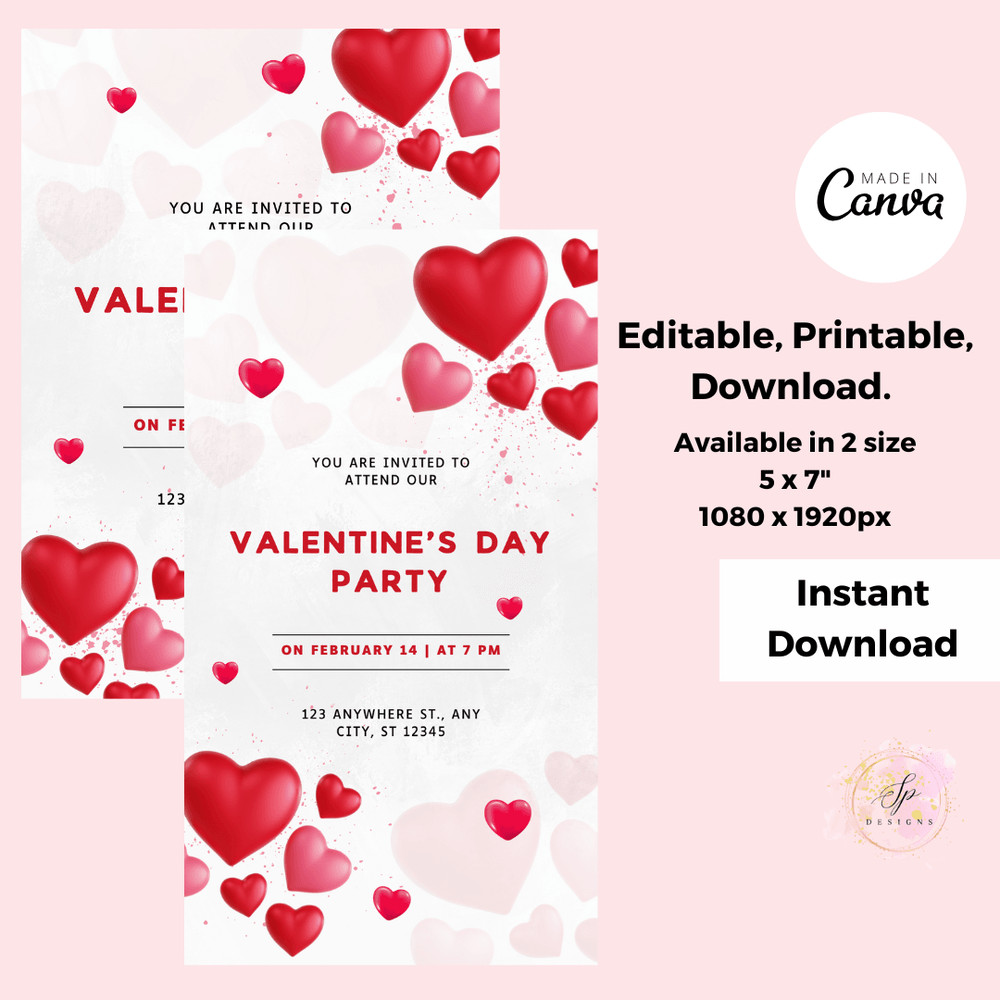 Editable Valentine Day Party Invitation Couples Party Invitation Valentine Day Friends Valentines P