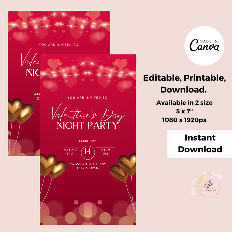 Valentine Day Party Invitation Couples Party Invitation Valentine Day Friends Valentines Day Party