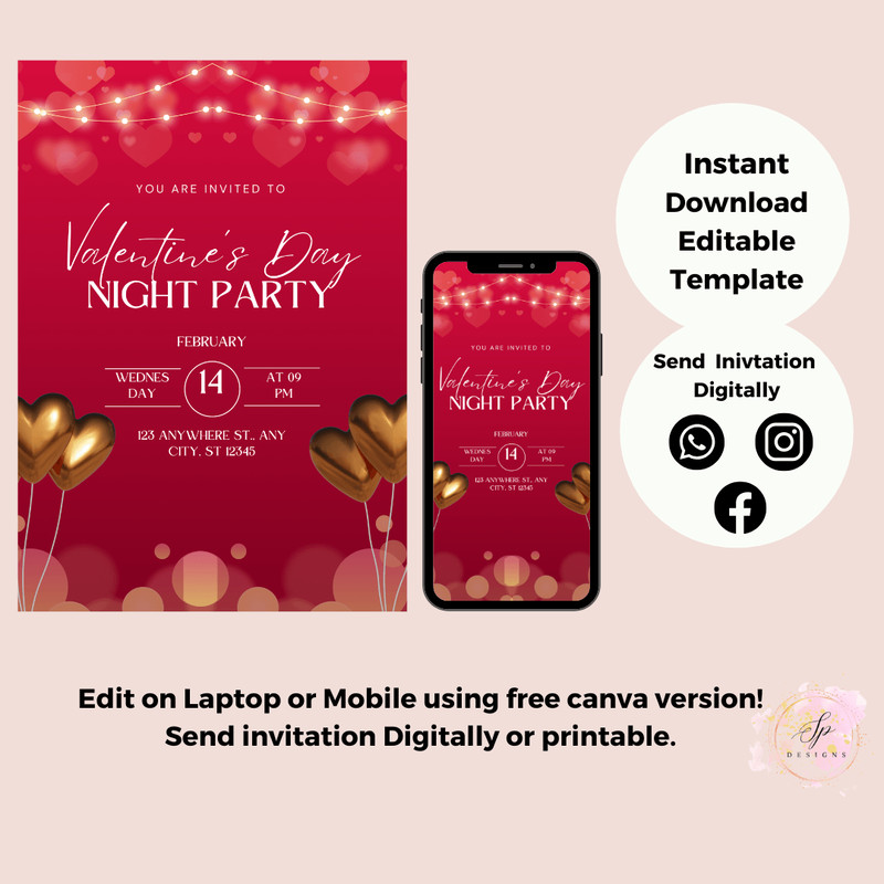 Valentine Day Party Invitation Couples Party Invitation Valentine Day Friends Valentines Day Party