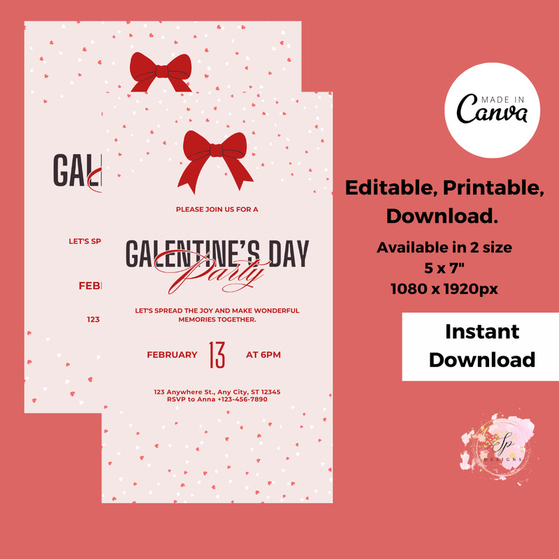 Galentines Day Invitation Editable Valentines Party Invitation Galentines Girls Night Invitation Te