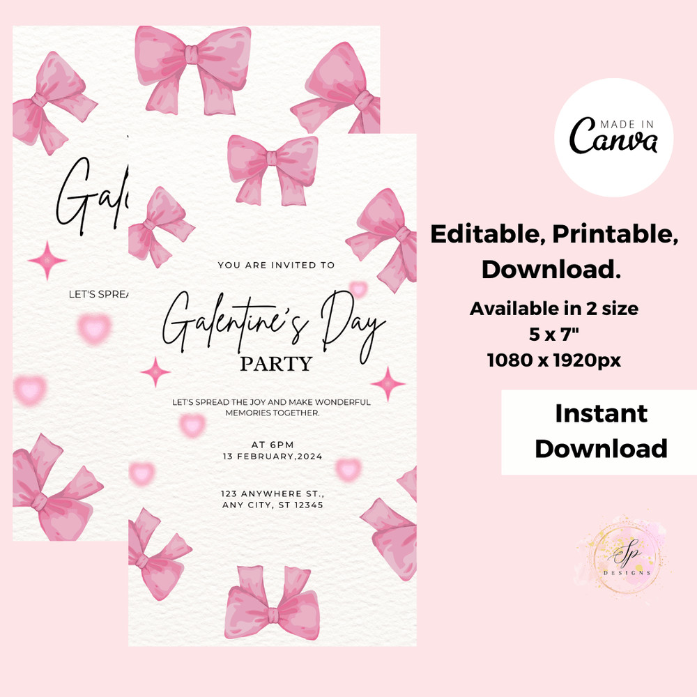 Editable Galentines Day Invitation Valentines Party Invitation Galentines Girls Night Invitation Te