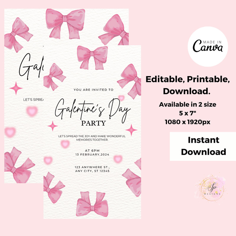 Editable Galentines Day Invitation Valentines Party Invitation Galentines Girls Night Invitation Te
