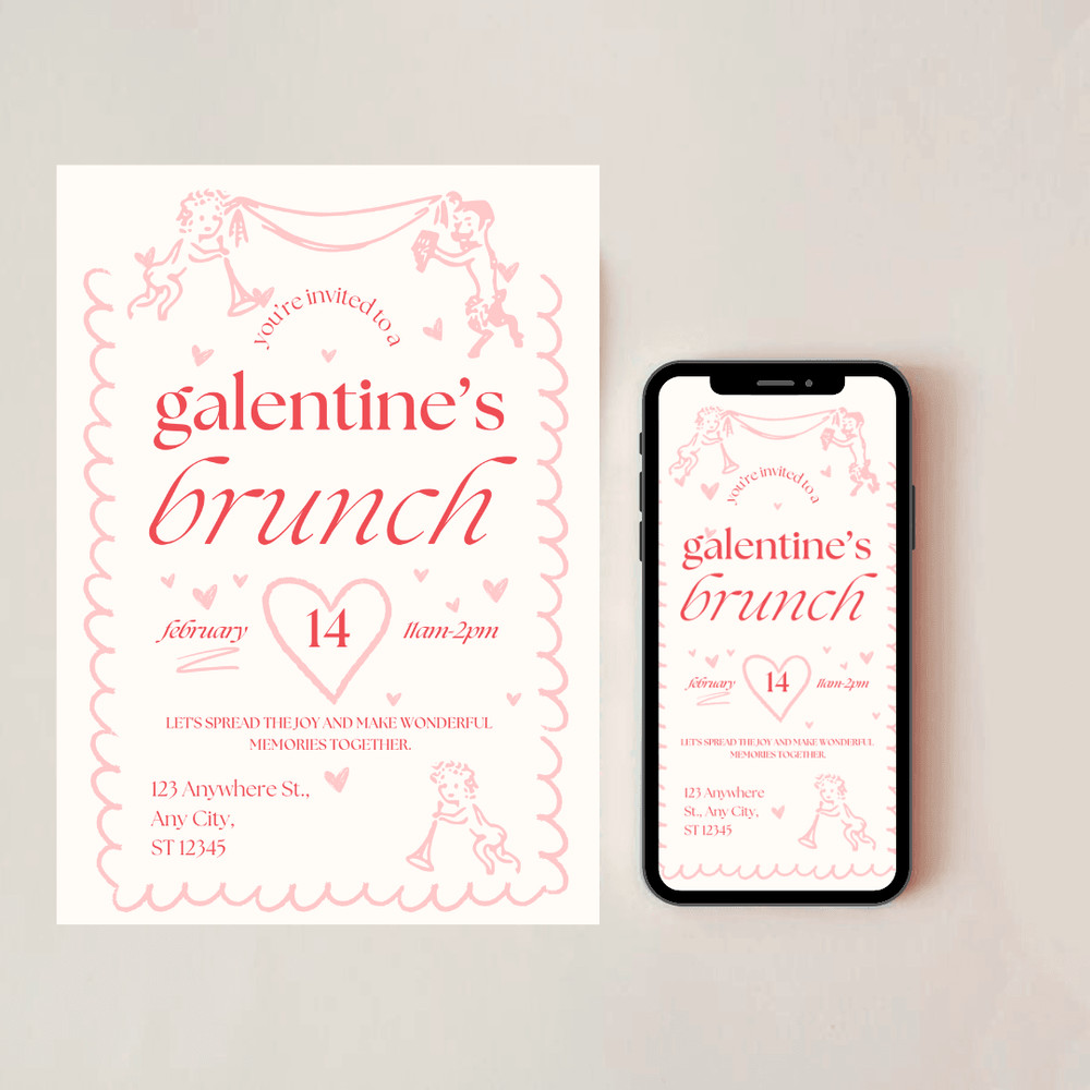 Galentines Day Invitation Galentines Day Party Invitation Template Galentines Invite Canva Printabl