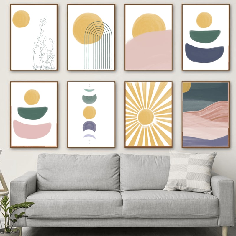 Set Of 8 Boho Wall Art Neutral Modern Wall Art Boho Art Prints Printable Abstract Boho Wall Art Dig 1