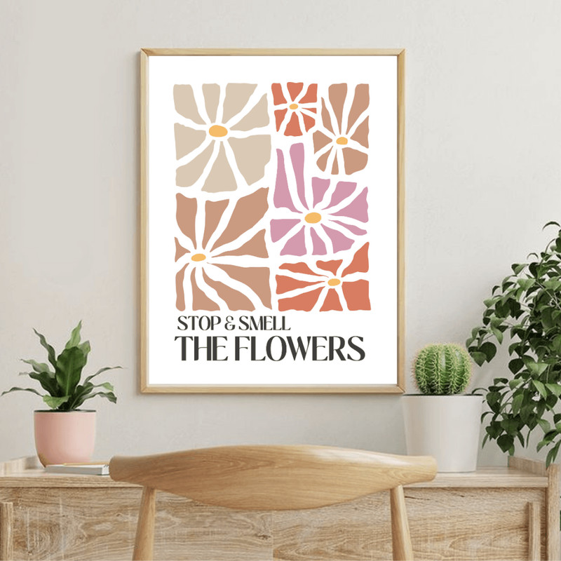 Boho Abstract Flowers Print Set Of 9 Floral Wall Art Vintage Art Print Boho Printable Art Boho Chic 2