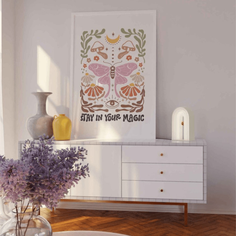 Boho Abstract Flowers Print Set Of 9 Floral Wall Art Vintage Art Print Boho Printable Art Boho Chic 8