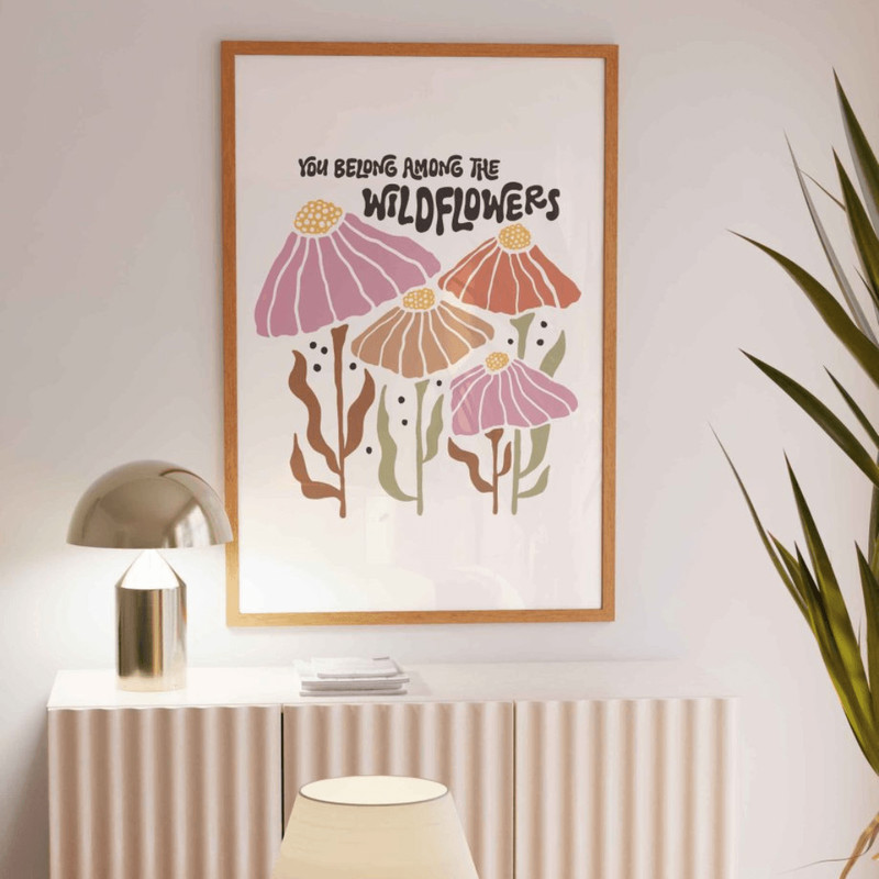 Boho Abstract Flowers Print Set Of 9 Floral Wall Art Vintage Art Print Boho Printable Art Boho Chic 9