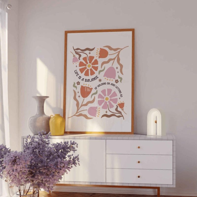 Boho Abstract Flowers Print Set Of 9 Floral Wall Art Vintage Art Print Boho Printable Art Boho Chic 12