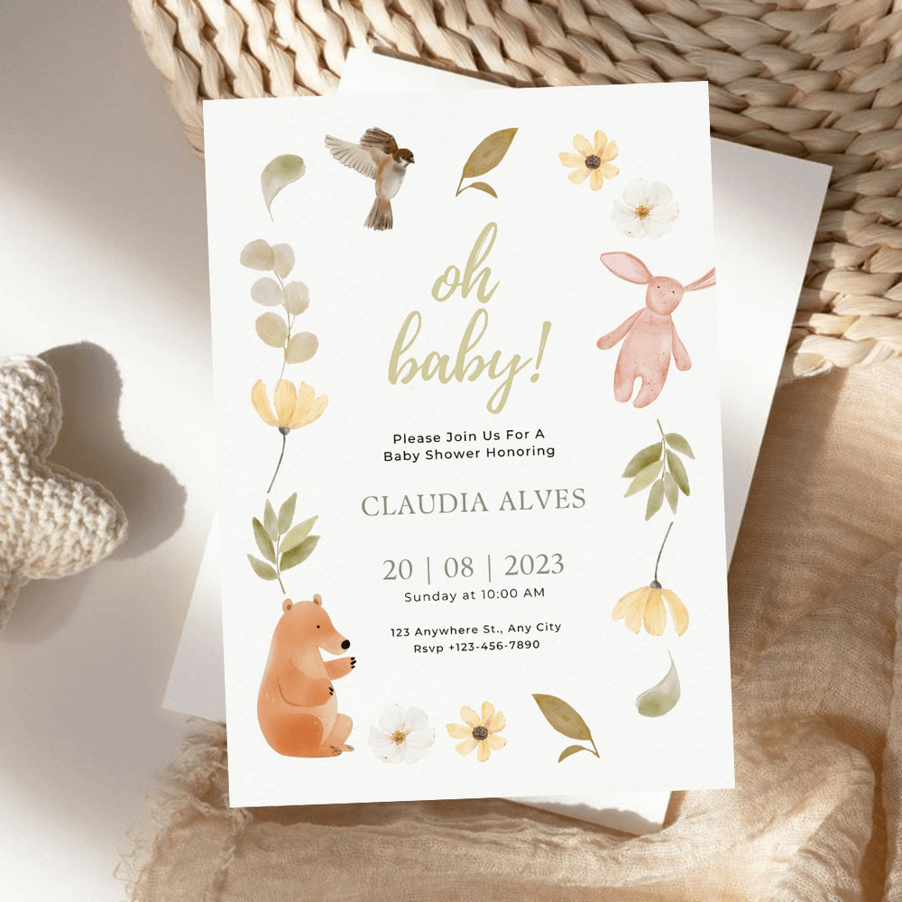 Editable Oh Baby Shower Invitation Gender Neutral Baby Shower Invitation Oh Boy Baby Shower Invitat 1