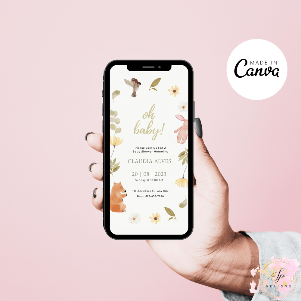 Editable Oh Baby Shower Invitation Gender Neutral Baby Shower Invitation Oh Boy Baby Shower Invitat 2