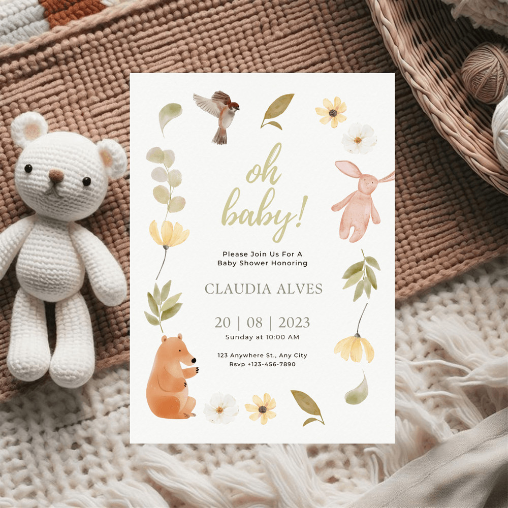 Editable Oh Baby Shower Invitation Gender Neutral Baby Shower Invitation Oh Boy Baby Shower Invitat 3
