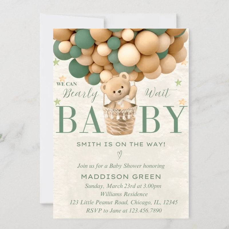 Editable Bear Baby Shower Invitation We Can Bearly Wait Baby Shower Invite Baby Shower Invitation T 2