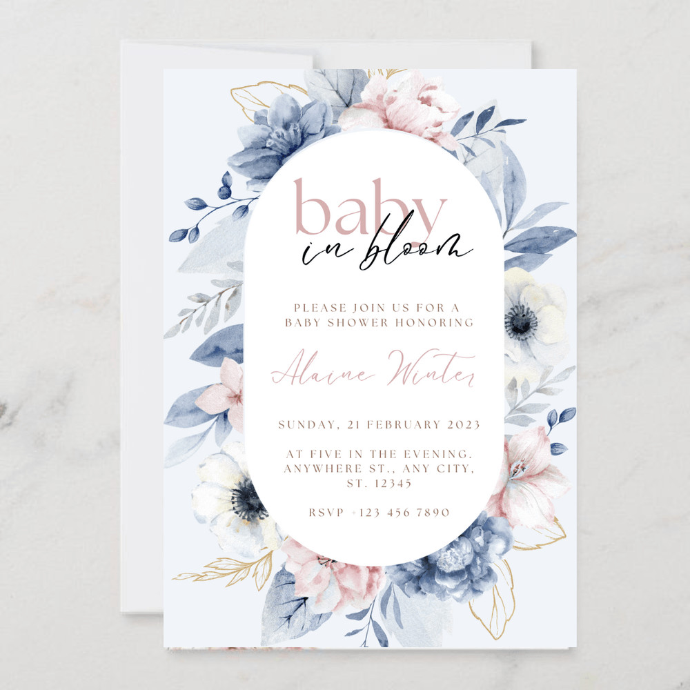 Baby Shower Invitation Baby In Bloom Invitation Flower Baby Shower Invitation Template Baby Shower 2