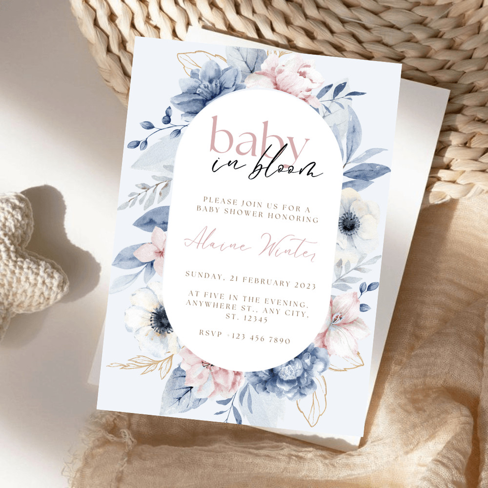 Baby Shower Invitation Baby In Bloom Invitation Flower Baby Shower Invitation Template Baby Shower 3