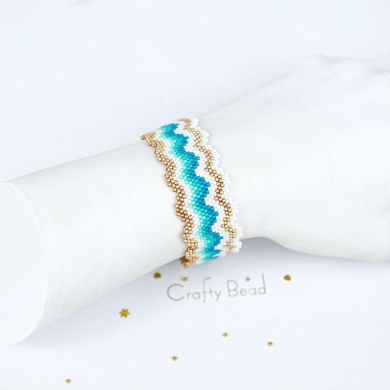 Digital Peyoted Bracelet Pattern With A Design Reminiscent Of Hot Golden Sands And Azure Turquoise 3