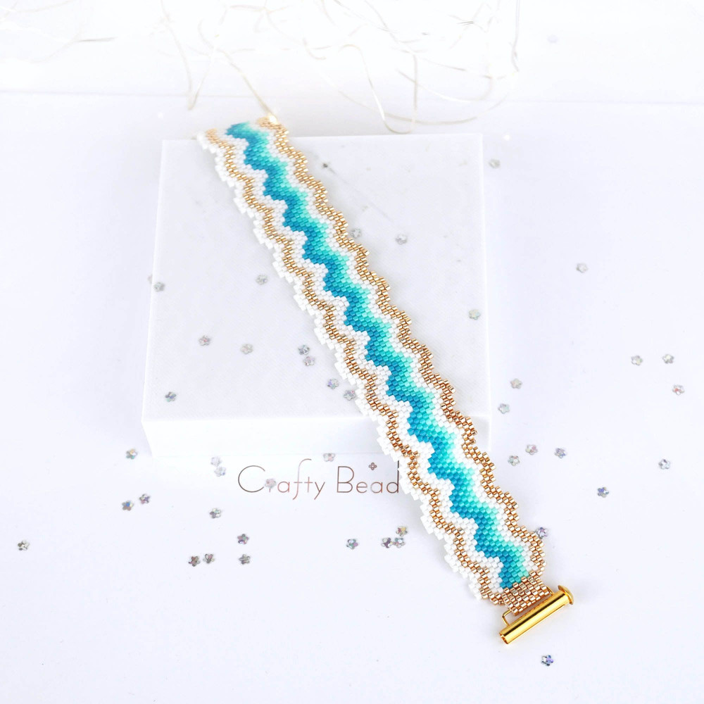 Digital Peyoted Bracelet Pattern With A Design Reminiscent Of Hot Golden Sands And Azure Turquoise 6