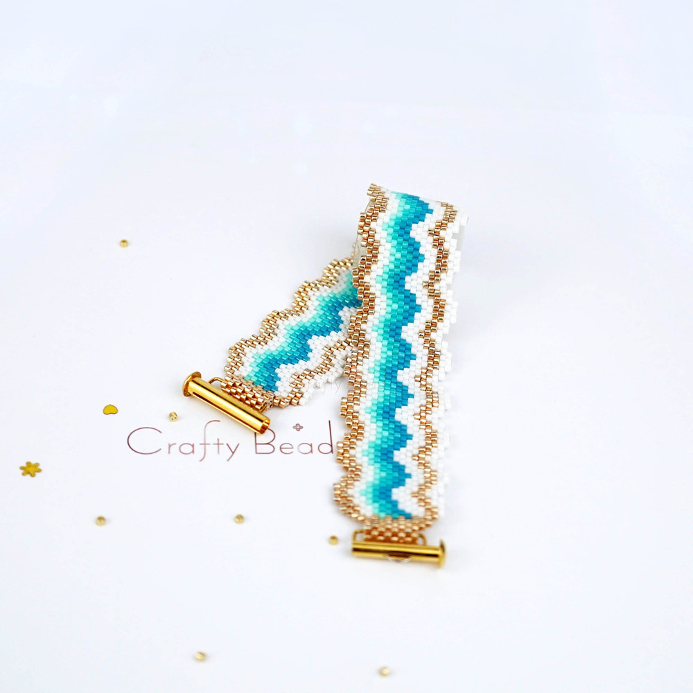Digital Peyoted Bracelet Pattern With A Design Reminiscent Of Hot Golden Sands And Azure Turquoise 7