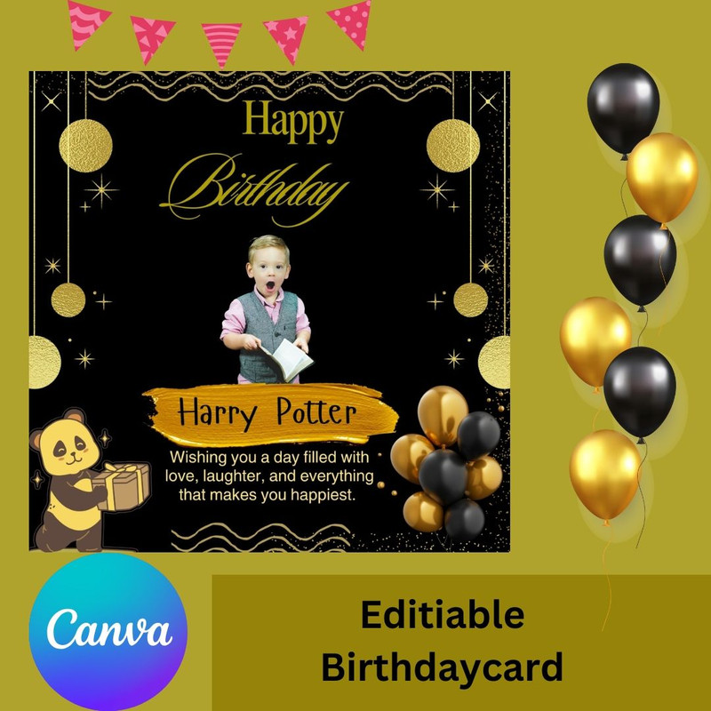 Editable Birthday Card Template Customizable Design For Personal Business Use 0