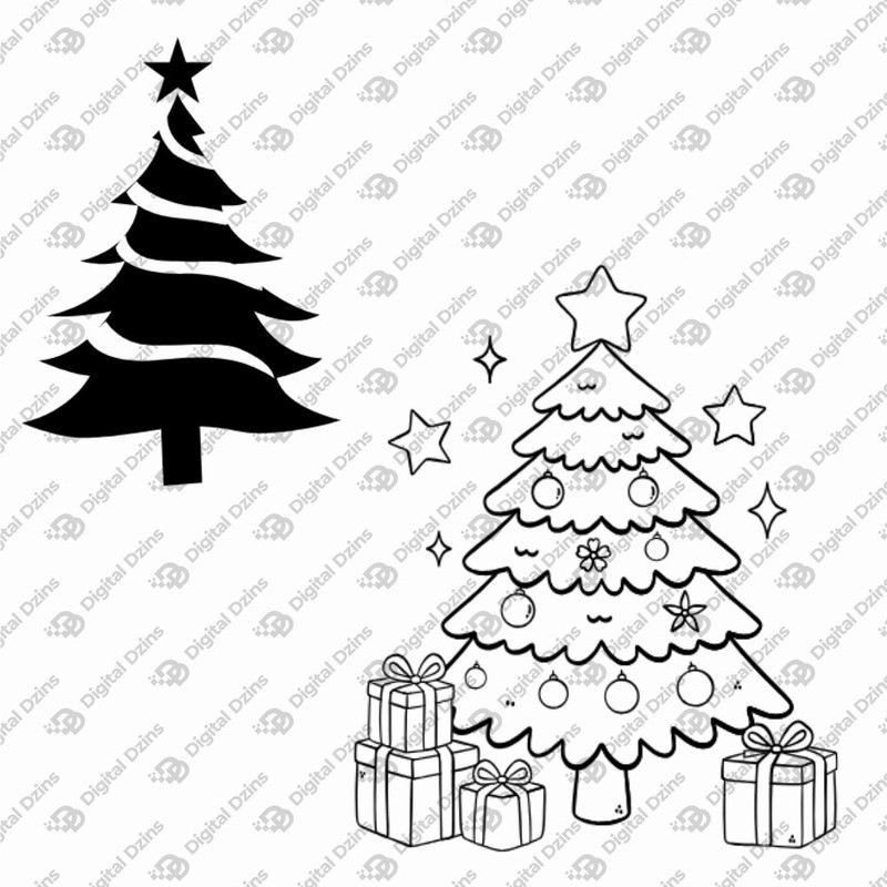 Christmas Tree SVG Bundle Christmas Tree Silhouette Christmas SVGs 25 In 1 Bundle Instant Download 5