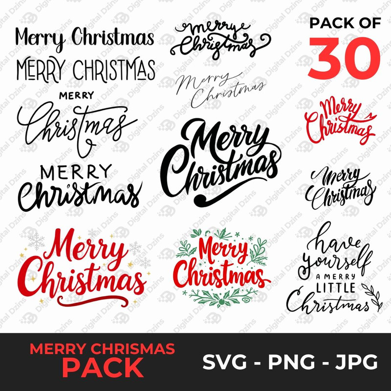 Merry Christmas SVG Bundle 30in1 Merry Christmas SVG Merry Christmas Text SVG Instant Download Read 0