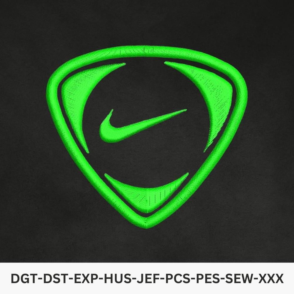 Green Nike Logo Tag Embroidery Design Embroidery Files Package DST DGT EXP JEF And So On Instant Do 0
