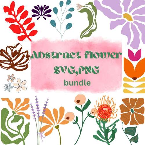 Abstract flower svg and png bundle, retro flower svg ,Modern Art Svg.Commercial Use instant download.