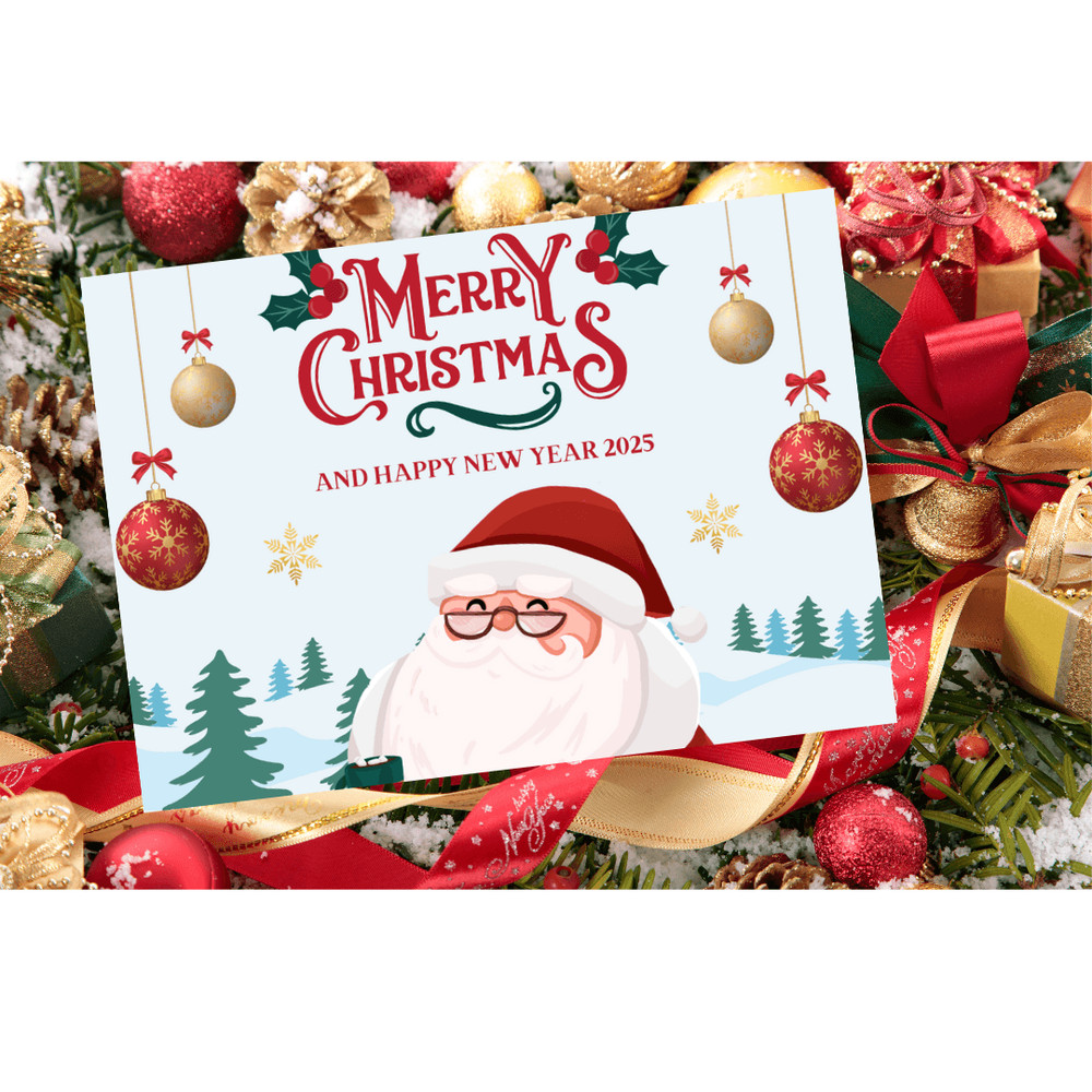 Merry Christmas Card Elegant Holiday Greetings Christmas Card Set DIGITAL Downloads 1
