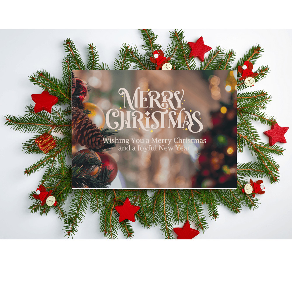 Merry Christmas Card Elegant Holiday Greetings Christmas Card Set DIGITAL Downloads 2