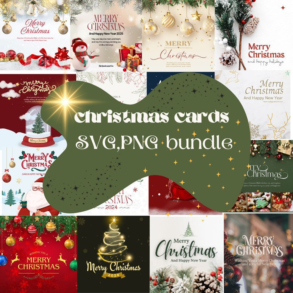 Merry Christmas Card Elegant Holiday Greetings Christmas Card Set DIGITAL Downloads 0