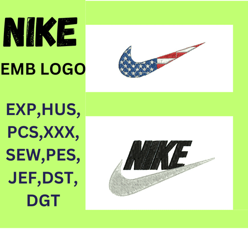 2 Nike Patches Embroidery File ,Nike logo machine embroidery design Fashion Tick with border ,instant download.
