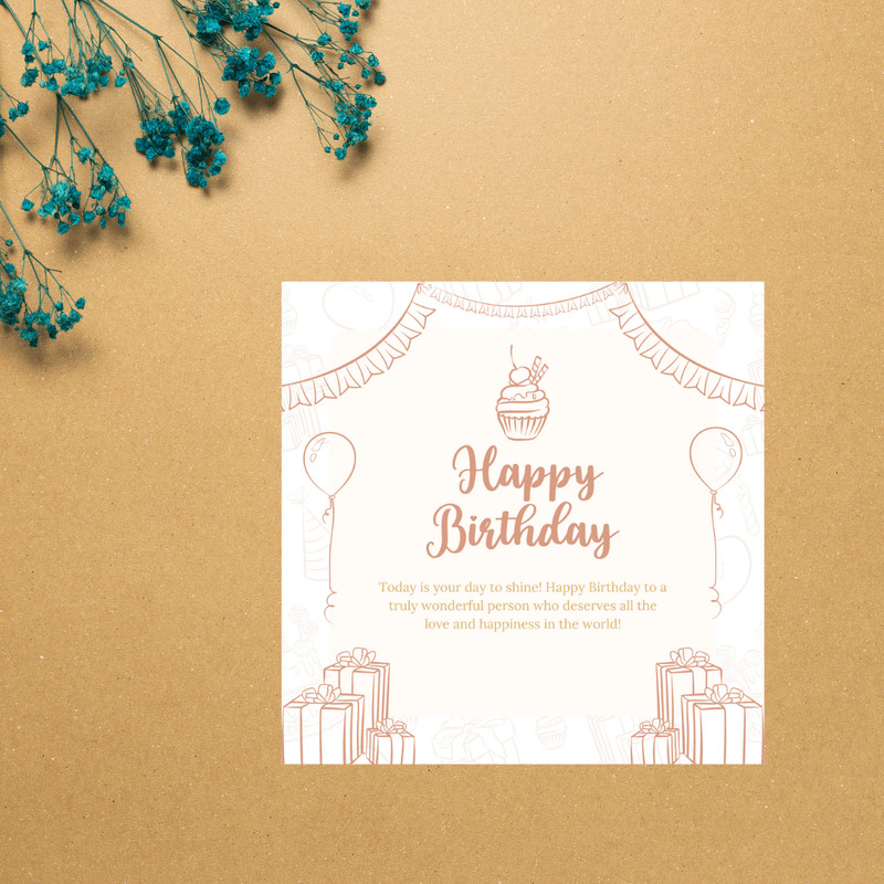 Birthday Wish Card Pretty Printable Birthday Card Happy Birthday Cute Card Instant Download 4