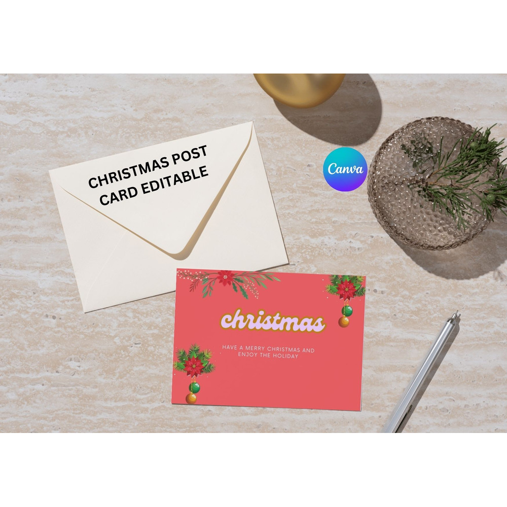 Festive Christmas Editable Postcard Templates For Holiday Cheer 0