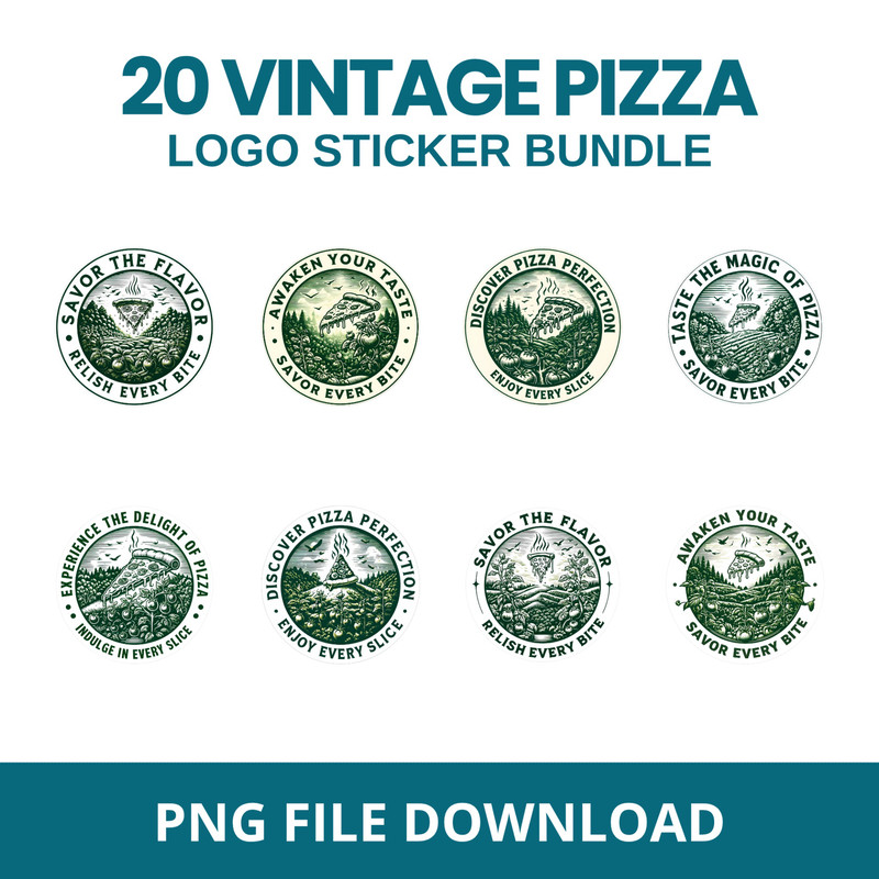 20 Vintage Pizza Bundle Stickers 0